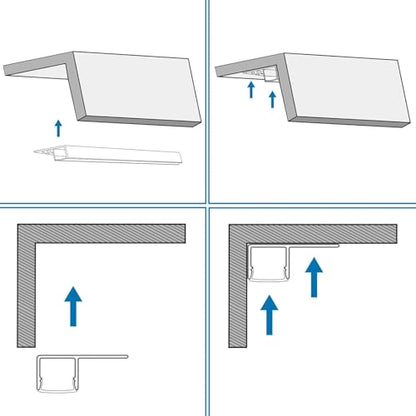 inShareplus Plaster-in LED Channel, 3.3ft/1M 6Pack LED Aluminium Channel with Milky Diffuser, Trimless Recessed Single-Sided Aluminum Profile LED Strip Diffuser for Under Cabinet and Corners of Wall - size: single-edge-6-pack (recessed)