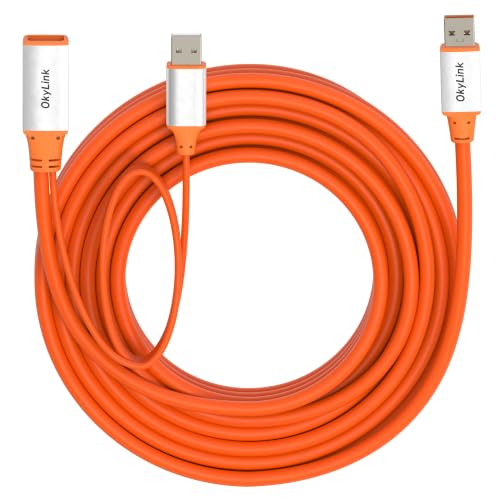 OkyLink Active USB 3.2 Gen 2 Extension Cable 10Gbps 10Gbps, 25ft | 8m, Male to Female, Powered Active Signal Amplifier, for Pro AV, Security Camera & Long-Range 10Gbps Data Transfer - color: USB3.2(10Gbps), size: 25ft (8m)