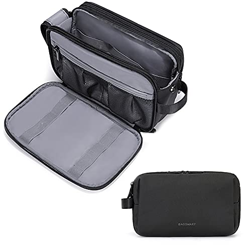BAGSMART Toiletry Bag for Men, Travel Toiletry Organizer Dopp Kit Water-resistant Shaving Bag for Toiletries Accessories, Door Room Essentials,Black-large - color: Black, size: Large