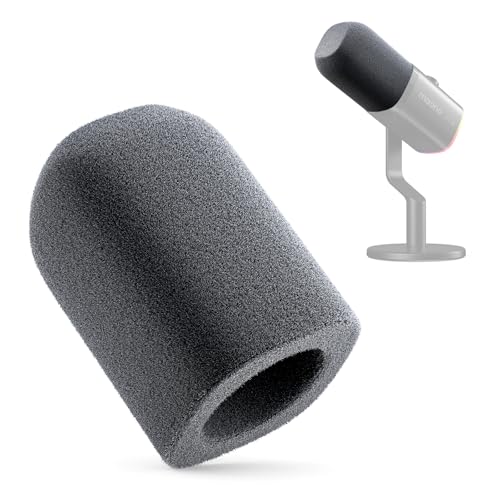 MAONO Microphone Windscreen for PD100W Microphone High-Density Flocked Foam Mic Cover, Soft Flocked Foam for Noise Reduction & Mic Protection, Reusable & Easy to Clean, Dark Grey