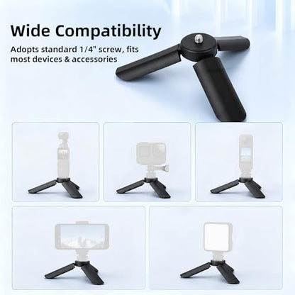 Mini Tripod for DJI Osmo Pocket 4P/4/3/2 & Action 6/5 Pro/4/3/Nano, Portable Tabletop Tripod Stand, Hand Grip Selfie Stick with 1/4'' Screw for Insta360 Luna Ultra X5/X4/X3
