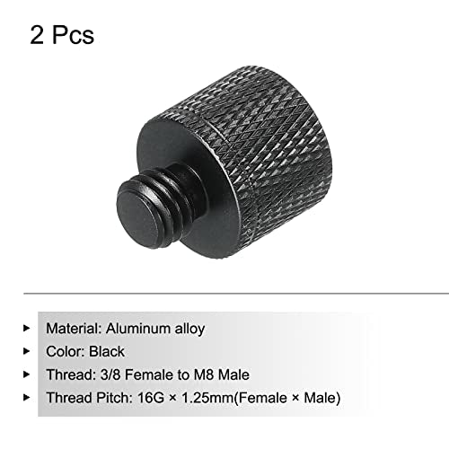 MECCANIXITY Mic Stand Adapter 3/8 Female x M8 Male Camera Screw Thread Adapter for Microphone Tripod Stand Black 2 Pack - size: M8