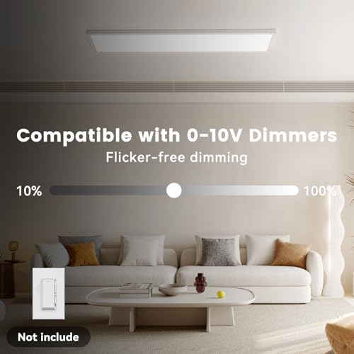 AIKVSXER 42Pack 1x4 LED Flat Panel Light, 6500LM Ultra-Bright, 30-50W White | 3000K-6500K Adjustable, 0-10V Dimming, AC120-277V, Slim Surface Mount Ceiling Light for Office, Home, Garage - color: White, size: 1x4ft-42P