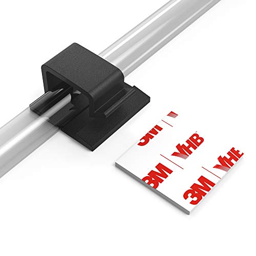 Cable Clips with Strong Self-Adhesive, XIAOXI R Shape Cable Management TV PC Wire Holder Sticky Tidy and Organizer Cord and Wires - 40 Pcs (Black) - color: Black