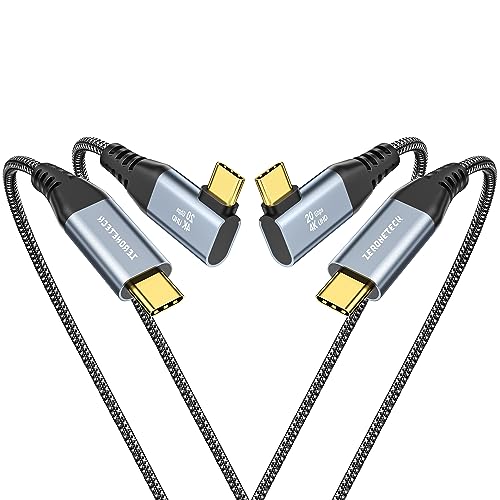 ZeroneTeck USBC to USBC Cable (3.3FT 2 Pack), 4K USB C Monitor Cable Right Angle, UHD USB Type C Video Output, 20Gbps 100W Fast Charging, for iPhone 17, MacBook, SSD, Dell, LG, HP, KYY,ARZOPA, ForHelp - color: Black, size: 3.3FT+3.3FT, style: Right Angle