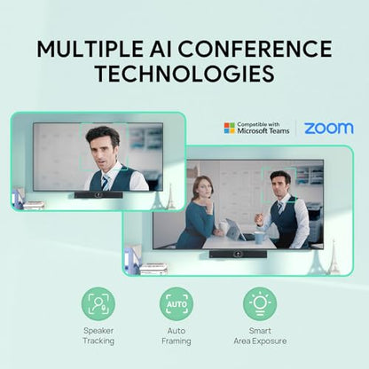Yealink UVC40 E2 USB Conference Room Camera System Ultra-HD 4K Video Conference Camera 120° Wide-Angle Lens Built-in 8 Microphone Arrays Auto Framing Speaker Tracking and Smart Area Exposure Webcam