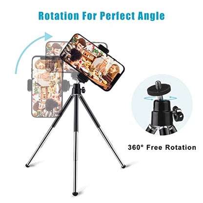 Mini Tripod for Webcam and Phone, 12.4 inch Metal Extendable Webcam Stand with Phone Holder, Small Tripod for Desk - color: 6-12.4 inch Black