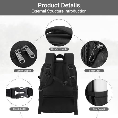 MOSISO Camera Backpack, DSLR/SLR/Mirrorless Photography Camera Bag, Waterproof Hardshell Case with Lens Pouch&Tripod Holder&15.6 inch Laptop Compartment Compatible with Canon/Nikon/Sony, Black - color: Black