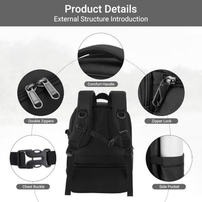MOSISO Camera Backpack, DSLR/SLR/Mirrorless Photography Camera Bag, Waterproof Hardshell Case with Lens Pouch&Tripod Holder&15.6 inch Laptop Compartment Compatible with Canon/Nikon/Sony, Black - color: Black