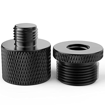 Mic Stand Adapter 5/8 to 3/8 and3/8 to 5/8 Mic Screw Adapter Thread for Microphone Stand Mount to Camera Tripod Adapter 2 Pack (mic screw adapter 5838 black)