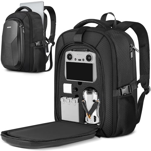 PEKREWS Mini 4 Pro Case, Mini 3/4 Pro Waterproof Hard Carrying Case, Large Drone Bag Fits 15.6 Inch Laptop, Travel Backpack for DJI RC 2/RC/N3/N2/N1 Controller, Fly More Combo and Drone Accessories - color: Black