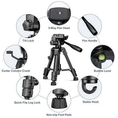 JOILCAN Mini Tripod for Camera, 25" Tabletop Camera Tripod, Portable Travel Tripod with Phone/Tablet Holder, Lightweight Aluminum Tripods for DSLR Phone Spotting Scope - size: 25 Inch