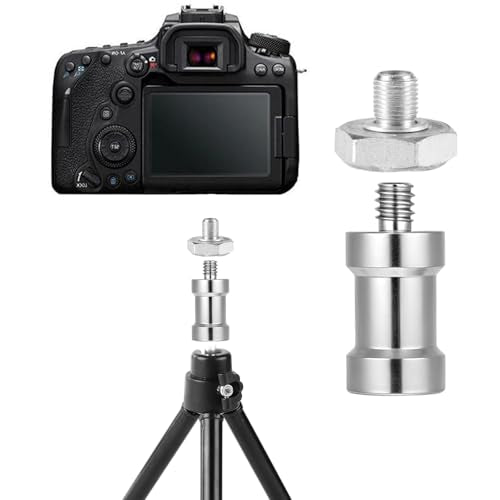 2 PCS Hotshoe/Coldshoe Adapter, 1/4" Female to 1/4" Male Convertor Threaded Screw Adapter Spigot Hotshoe/Coldshoe Adapters Ball Head Flash Trigger Receiver Light Stand adapters for Studio Light Stand
