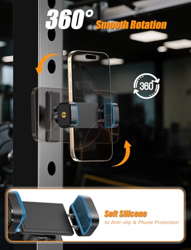 Gym Magnetic Phone Holder【Strong Magnets】- 360 Adjustable Magnetic Phone Mount, Phone Holder Gym Accessories for Men Women Compatible with All Smartphones 4.7-7" - color: Black