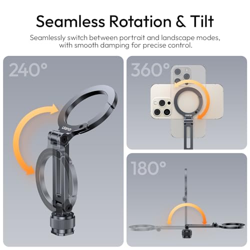 ULANZI MA07 Magnetic Phone Tripod Mount for Magsafe, Aluminum Camera Phone Mount with 1/4" Screw, Cold Shoe Magnetic Tripod for Camera, Copatibale with iPhone 17/16/15/14/13/12 Series