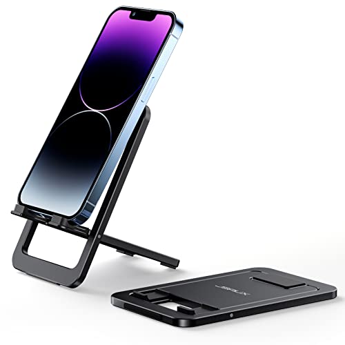 JSAUX Cell Phone Stand, Foldable Aluminum Adjustable Phone Holder for Desk Portable Travel Essentials Office Accessories for iPhone 17 16 15 14 13 Pro Max Samsung S25 S24 S23 Ultra Kindle-Black - color: Black, size: 1-PACK