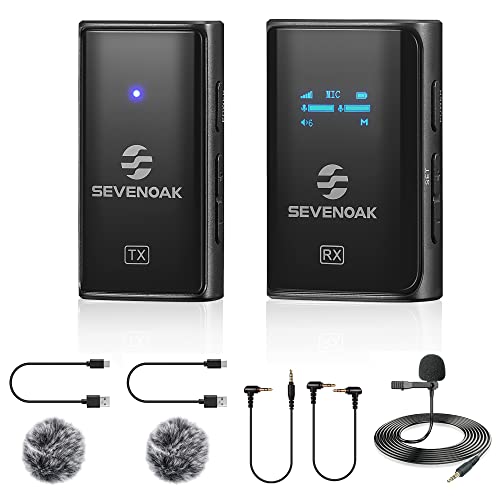 Sevenoak SKM-K1 OLED Wireless Lavalier Microphone Compact Lapel Clip on Mic for DSLR Camera Smartphone for Vlog Live Streaming Interview Record YouTube - size: SKM-K1
