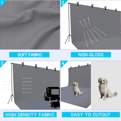 ISSUNTEX 9X15 ft Background Polester Backdrop, Photo Studio, Collapsible High Density Screen for Video Photography and Television-Gray - color: Gray