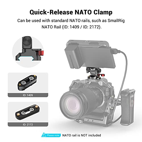 SmallRig Field Monitor Mount with NATO Clamp, Camera Monitor Holder for 5” and 7” Monitor, Swivel and Tilt Adjustable - 2906B - style: nato clamp base