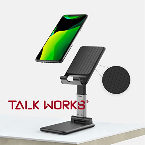TALK WORKS Adjustable Cell Phone Desk Mount Compatible w/iPhone 15/15 Pro/15 Pro Max, 14/14 Plus/14 Pro/14 Pro Max, 13/13 Pro/13 Pro Max - Flexible Stand for Office, Home, Tabletop (Black) - color: Black