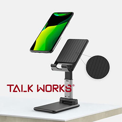 TALK WORKS Adjustable Cell Phone Desk Mount Compatible w/iPhone 15/15 Pro/15 Pro Max, 14/14 Plus/14 Pro/14 Pro Max, 13/13 Pro/13 Pro Max - Flexible Stand for Office, Home, Tabletop (Black) - color: Black