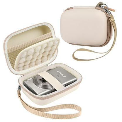 Leayjeen Hard EVA Camera Case Compatible with Canon PowerShot ELPH/IXUS, Kodak Pixpro FZ55/FZ45, Nikon Coolpix, Small Digital Camera, Shockproof Protective Camera Bag with Hand Strap-White(Case Only) - color: White