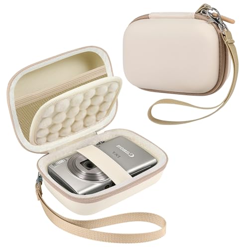 Leayjeen Hard EVA Camera Case Compatible with Canon PowerShot ELPH/IXUS, Kodak Pixpro FZ55/FZ45, Nikon Coolpix, Small Digital Camera, Shockproof Protective Camera Bag with Hand Strap-White(Case Only) - color: White
