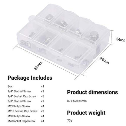 SmallRig 26 Pcs Stainless Steel Camera Screws, 1/4" 3/8" M2 M2.5 M3 M4 | with Portable Storage Case, Suitable for Cameras, Cages, Handles - size: 26 Pcs