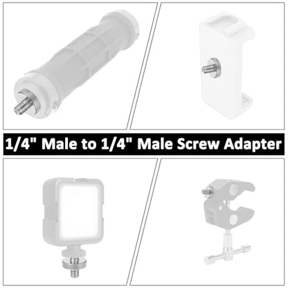 Standard 1/4"-20 Male to 1/4"-20 Male Tripod Screw, 4 PCS Standard Camera Screw Adapter Converter Double Head Tripod Mounting Thread Light Stand Screws for Shoulder Rig Stud Mounting Accessories
