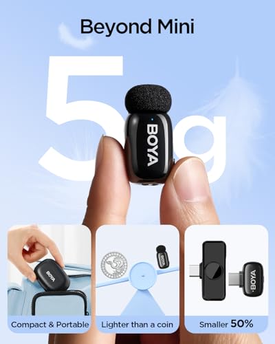 BOYA Mini 2 Wireless Lavalier Microphone with AI Noise Cancellation, App Control, 6H Battery per TX for iPhone 15/16/17 & Android, Video, Podcasts, Vlogging, TikTok, YouTube - style: Mini 2(USB-C NO CASE)