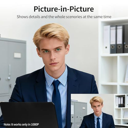4K Webcam for PC, 8MP USB Webcam with Dual Noise-reducing Microphones, Picture-in-picture, Auto Framing, 5X Zoom, 92° Wide FOV, Auto Light Correction, Perfect for Conference, Video Callings, Streaming