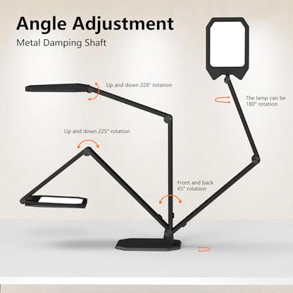 NS Desk Lamp for Home Office, LED Desk Lamp with Webcam Light for Video Calls, Dimmable 3000K-6500K Desk Light with Remote, Timer, Memory, Adjustable Swing Arm, CRI95+ - color: Black 1 Pack