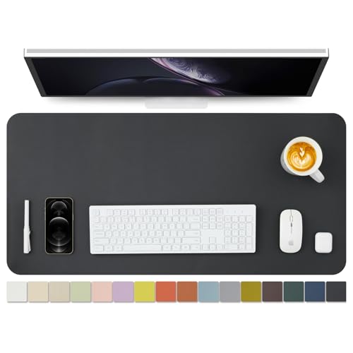 HOMIEAZICOZI Leather Desk Mat - Non-Slip PU Desk Pad for Office and Home - Desk Organization and Accessories - Ideal for Large Mouse Pad and Desk Mats on Top of Desks (Black,36''x 17'') (DPD-B-L) - color: Black, size: 36" x 17"