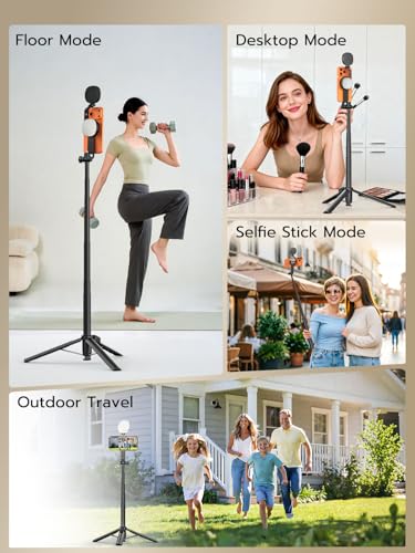 USKEYVISION 69" Magnetic Tripod for iPhone with Light, Selfie Stick with Magnetic Selfie Light & Remote, Extendable Cell Phone Tripod, Vlogging Kit for MagSafe iPhone/Android Video Recording