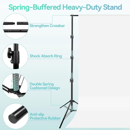 EMART Portable Photography Backdrop Stand Kit 10 x 10 ft with 10 x 15 ft White Backdrop, Adjustable Background Support System for Photo Video Studio, Photoshoot, Party, Live Game, Interviews - size: 10*10ft Stand/10*15ft Backdrop