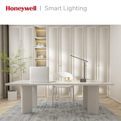 Honeywell Sunturalux™ LED Desk Lamp with USB Charging Ports HWT-H01 - Stepless Dimmable Eye Caring Desk Light for Home Office Bedroom Bedside College Dorm, Foldable Table Lamp Reading Lamp Black - color: Black