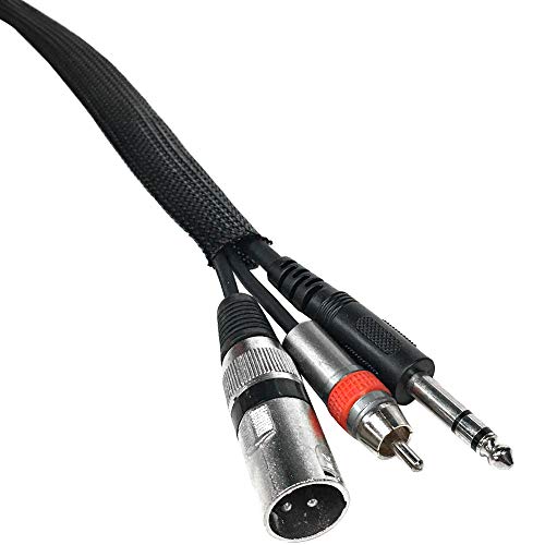 Seismic Audio - EBS3850Blue- 50 Feet Blue/Black 3/8" Expandable Woven Cable Sleeve Tubing Cord Sock