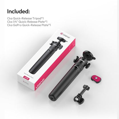 ULANZI MT90 Tripod Stand Vlog Handle Grip with Cka Quick Release w Ballhead w Cold Shoe, Camera Desktop Mini Tripod for GoPro, Insta360, DJI Osmo Pocket 3 4/Action 6 5pro 4/360, Small Cameras