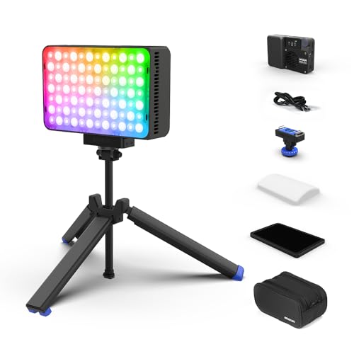 amaran Ace 25c Kit RGB Pocket LED Light,Boost Mode to 32W Mini On Camera Video Light,2300K~10000K Support Magnetic Attraction and App Control with Carrying Case,Mini Tripod,Grid (Charcoal) - color: Charcoal