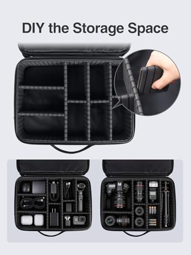 Luxtude Extra Large Electronics Organizer Travel Case, Large Tool Bag for Charging Cables, USB Drives, Chargers and Laptops (Up to 15.6 in), Hard Shell Gear Storage Case for DJI, Camera, Black
