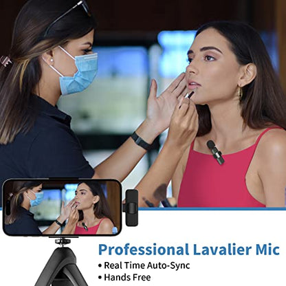 IIQ Wireless Lavalier Microphone for iPhone, Mini Professional Wireless Clip Mic, Tiny Lapel Mic for Video Interview, Podcast, Facebook, YouTube