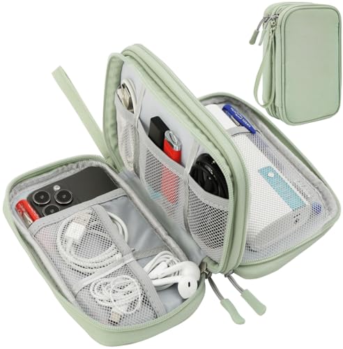 CAAORDKSO Electronic Organizer Bag, Travel Cable Organizer Pouch Electronic Accessories Carry Case, Double Layers Tech Pouch Travel Essentials for Men, Women, Backpack, Business (Mint Green, Large) - color: Mint Green, size: Large
