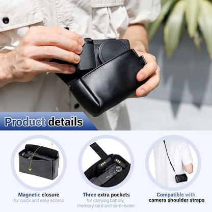 Leather GR IV G7X Mark III Case, Compact Durable Camera Pouch for Kodak EKTAR H35N for Ricoh GRIV GR 4 HDF GRIIIX GR3X Lumix ZS99 for Sony RX100 VII VA VI V IV III II G7XM3 PowerShot SX740 G7X Mark II - size: Blue for GRIV & More