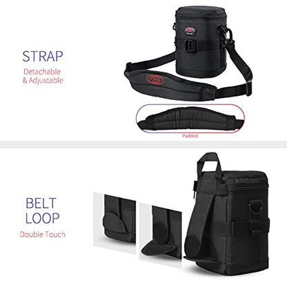 Camera Lens Case DSLR Camera Lens Bag Fits for Canon Nikon Pentax Sony Olympus Panasonic and Other Camera Lens - size: BL-0007