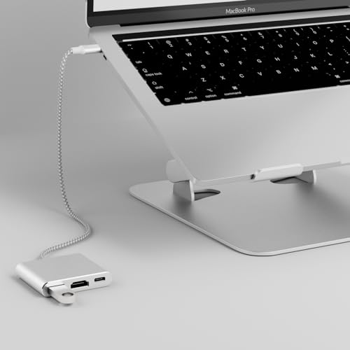 Battony USB-C to 4K HDTV Digital AV Adapter for MacBook Pro/Air, USB 3.0 5Gbps Date Transfer &100W PD & 50cm Braided Cable, Compatible for Mac Pro Air M1 M2 iMac and Other Type C Devices - color: Silver, size: 6.5X 3X 0.75in