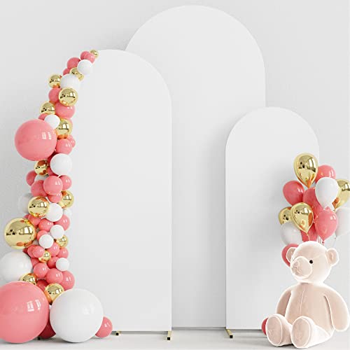 Wokceer Set of 3 Wedding Arch Cover Spandex Fitted Wedding Arch Stand Covers for Round Top Chiara Arch Backdrop Stands Cover for Birthday Party Ceremony Banquet Decoration 4ft,5ft,6ft White - color: White, size: 4FT, 5FT, 6FT