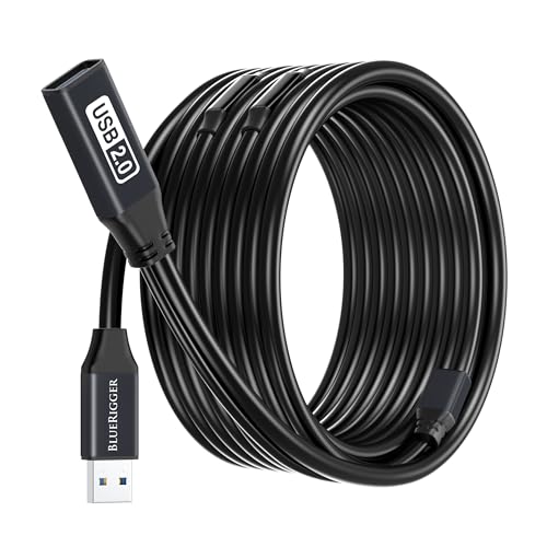 BlueRigger 2.0 Active USB Extension Cable 75FT (USB Extender Cord, 480 Mbps, Male to Female, in-Wall CL3 Rated) Long USB Extension Cord for Webcam, VR Headset, Printer, Hard Drive, Keyboard, Mouse - color: Black USB 2.0, size: 75FT