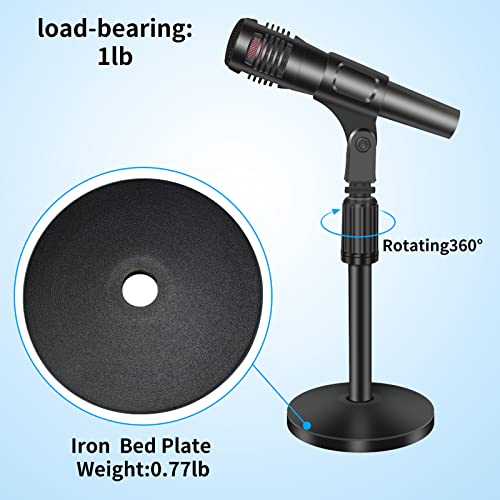 2 Pack Small Microphone Stand Desk, Desktop Mic Stand Adjustable Microphone Holder Lightweight Table Mic Stand with Mic Clip for Blue Yeti Shure Microphone, without Microphone - size: 2 Pack （10-14 Inch）