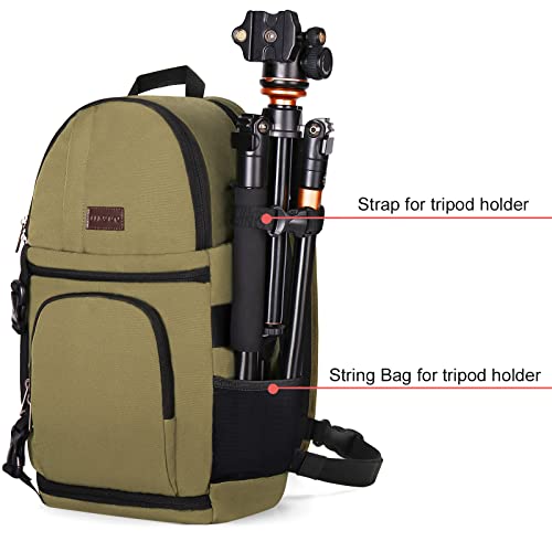 MOSISO Camera Sling Bag, DSLR/SLR/Mirrorless Camera Case Shockproof Photography Camera Backpack with Tripod Holder & Removable Modular Inserts Compatible with Canon/Nikon/Sony/Fuji, Khaki - color: Khaki