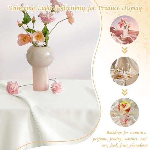 RUDONG M Satin Photography Backdrop, White, 3.3x2.5ft | Wrinkle-Free, Silky Fabric, For Jewelry/Cosmetics/Flat Lay/Studio, 100x75cm - color: White